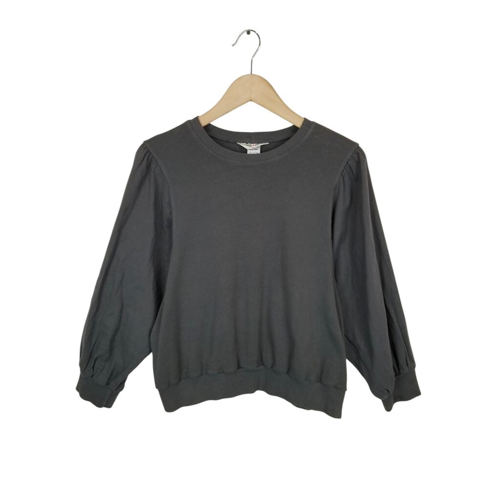 Hard Tail Women's Gray Crew Neck Jersey Knit Puff Long Sleeve Top Size XL